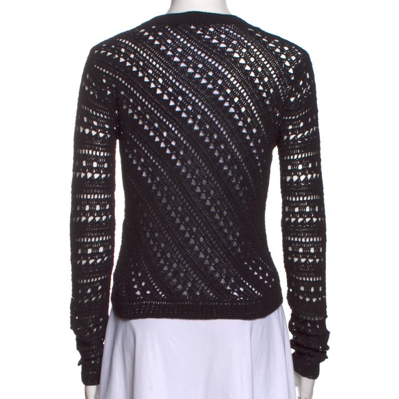 NWOT Theory Black Sweater Size Petite.Crewneck.Eyelet trim.Slim fit. - Picture 3 of 3